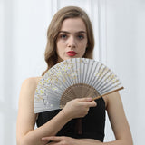 Amajiji Charming Elegant Modern Woman Handmade Bamboo Silk 8.27 (21cm) Folding Pocket Purse Hand Fan, Collapsible Transparent