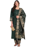 Anni Designer Women'S Cotton Straight Kurta With Palazzo & Dupatta (Kpzd-Cot-10036-Green_S_Green_Small),Green,S