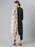 Anni Designer Women'S Polycotton Straight Kurta With Pant & Dupatta (Amrik Dark Green_Xl_New01_Green_X-Large),Green,XL,Polycotton,Straight,Pants, Dupatta
