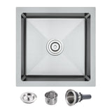 POPFLY 15 15 Inch Undermount Kitchen Sink, 18 Gauge 304 Stainless Steel Bar Sink, 15 Small Kitchen Mini Sink, Brushed Nickel Fr