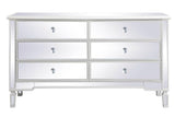Elegant Decor 6 Drawer Chest with Polished Beveled Mirror Panels Rectangle Antique White