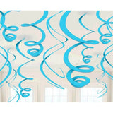 amscan Caribbean Blue Plastic Swirl Decorations 22 (Pack of 12) Durable, Vibrant & EyeCatching Hanging Decor for Tropical 