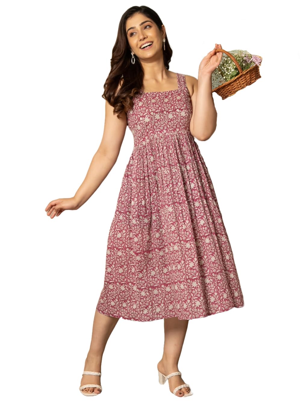 Anni Designer Women'S Cotton Blend A-Line Printed Dress (Vk11 Red-Nw_Xl_Red_X-Large),Red,XL