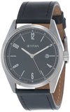 Titan Analog Black Dial Men'S Watch-1864Sl08 Genuine Leather, Black Strap