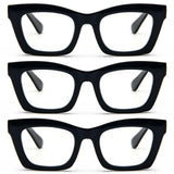 REAVEE 3 Pack Oprah Style Reading Glasses for Women Blue Light Blocking, Oversized Cute Square Computer Readers with Spring Hing