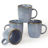 famiware Coffee Mugs Set of 4, Ocean Square 13oz Coffee Cup Set with Handle for Cocoa, Milk, Hot Chocolate, Tea, Water, Stonewar