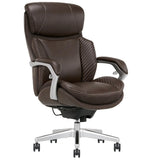 Serta iComfort i6000 Series Big & Tall Ergonomic Bonded Leather High-Back Executive Chair, Brown/Silver