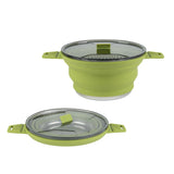 Restaurantware-Hi Tek 2.5 Liter Collapsible Camping Pot, 20 Portable Cook Pots - with Lid, Stainless Steel Bottom, Silicone Camp