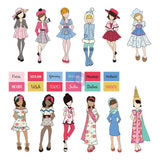 Prima Marketing Julie Nutting Traveling Girl Ephemera Cardstock Diecuts 24PDolls & Labels, Multi