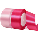 2 Rolls Pink Hot Pink Ribbon, 1-1/2 Inch x 50 Yards Satin Pink Fabric Ribbon for Flower Bouquets, Gift Wrapping, DIY Crafts, Bir
