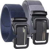 Tpm MenS Nylon Elastic Belt With Black Metal Buckle, Navy Blue And Grey, Casual Style, Adjustable Military Tactical Web Belt, 3