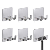 Hawsam 6 Pack Self Adhesive Wall Hooks for Hanging Heavy Duty 44LB/20kg(Max) Adhesive Towel Hooks for Bathroom Silver Towel Robe