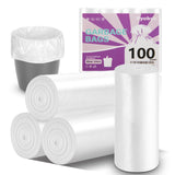 Ryobyo 100 Count 4 Gallon Unscented Trash Bags, Strong and Transparent, Ideal for Bathroom, Office, Kitchen, Bedroom, Camping, S
