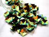 The Design Cart Green Golden Dual Colour Rectangular Plastic Sequins, 100 Grams, 10 mm Sequins for Embroidery Work, Jewellery Ma