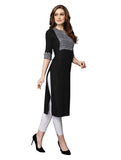 Sanisa Women'S Rayon Plain Kurta (303Kn111-S_Black, White_S)