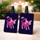 Travel Luggage Tags (Set Of 2) Wooden Tropical Leaves Design, 2.75 X 3.75 In (7 X 9.5 Cm), Adjustable Reusable Strap, Suitca