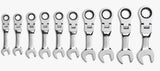 GEARWRENCH 10 Pc. 12 Pt. Stubby Flex Head Ratcheting Combination Wrench Set, Metric - 9550