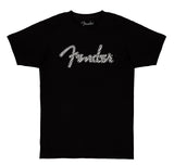 Fender Spaghetti Wavy Checker Logo T-Shirt, 100% Cotton, Black, XXL Shirt