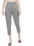 Tokyo Talkies Womens Checks Pleated Trouser With Belt | Women Trousers