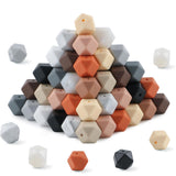 HHCFAST 96Pcs Hexagon Silicone Beads, 14mm Polygon Silicone Beads for Keychain Making, Pens and Bracelet Making(Multicolor Dim)