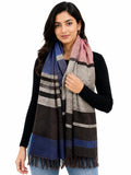 100% Viscose Scarf, 28X72 Size, Lightweight Breathable Fabric, Striped, All Season Comfort, Wrinkle Resistant