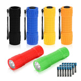Whaply 6-Pack Small Mini Flashlight Set, 9-LED Handheld Flashlight with Lanyard,18-Pack AAA Battery Included for Kids/Night Read