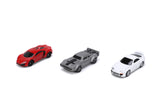 Fast & Furious 1.65 Nano 3Pack Wave 4 Diecast Cars, Toys for Kids and Adults,Red