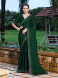 Satrani Womens Pure Georgette Saree (3186S134N_Dark Green)