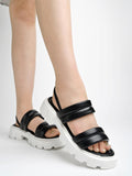 Shoetopia Casual Upper Double Strap Black Platform Heeled Sandals For Women & Girls /Uk8-Eu41,Black,8,B0CHVVNLFL