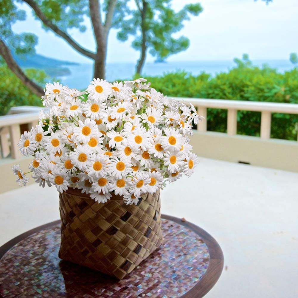 AmyHomie Artificial Flowers, Silk Daisy, Artificial Gerber Daisy for Home Decoration, Artificial Daisy for Wedding Decoration (W