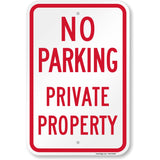 SmartSign 18 x 12 inch No Parking Private PropertyMetal Sign, 120 mil Aluminum Composite (ACM), Engineer Grade Reflective Ma