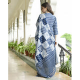 Gosriki Women'S Cotton Blend Anarkali Printed Kurta With Pant & Dupatta (Damini Blue-Gs_S_Blue_Small),Blue,,B0C54234CD