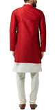 Sojanya (Since 1958 Men'S Silk Blend Cream Kurta Churidaar Pyjama & Maroon Jacket Combo Size 42