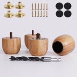 2 Inch Small Natural Wooden Furniture Legs Set of 4 - Short Solid Cylindrical Wood Feet for Tables, Chairs & Cabinets - Varnishe