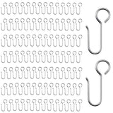 Zibuyu 100PCS Stainless Steel Curtain Hooks, SShaped for Track, Silver