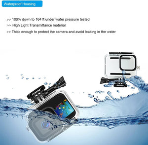Husiway Action Camera Accessories Kit for Gopro Hero 8 Black Waterproof Housing Silicone Case Glass Screen Protector are Compati