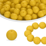 HARFINGTON 180Pcs Silicone Beads 9mm Round Rubber Focal Beads Bulk for Pens Keychain Bracelet Necklace DIY Crafts Making, Mustar