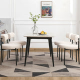 EDWELL White Dining Chairs Set of 4, Modern Dining Room Chairs with 3.94 Cushions and Metal Legs, Round Upholstered Kitchen Dini