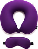 Pum Pum Microfiber Travel Pillow With Eye Mask Soft Neck Support Pillow For Airplane, Car, Train & Office Compact & Lightwei