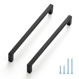 JOY DECOR 25 Pack Cabinet Pulls - Slim Square Bar, 6-1/4 Inch Hole Center, Matte Black Solid Build | Modern Look | Easy Install 