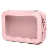 Clear and Waterproof Makeup Bag Portable Travel Cosmetic Case Organizer for Women Toiletry Pouch with Transparent Vinyl Windows 
