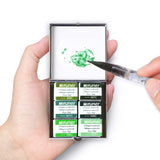 Mini Portable Handmade Artist Watercolor Paint Travel Metallic Box Set with 6 Green Solid Watercolor Half Pans (Each Capacity Ap