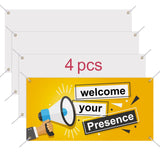 4Pcs Sublimation Blank Banners 2x4 Ft Polyester Oxford Cloth Banner Signs with Hanging Ropes DIY Signs for Business, Office, S