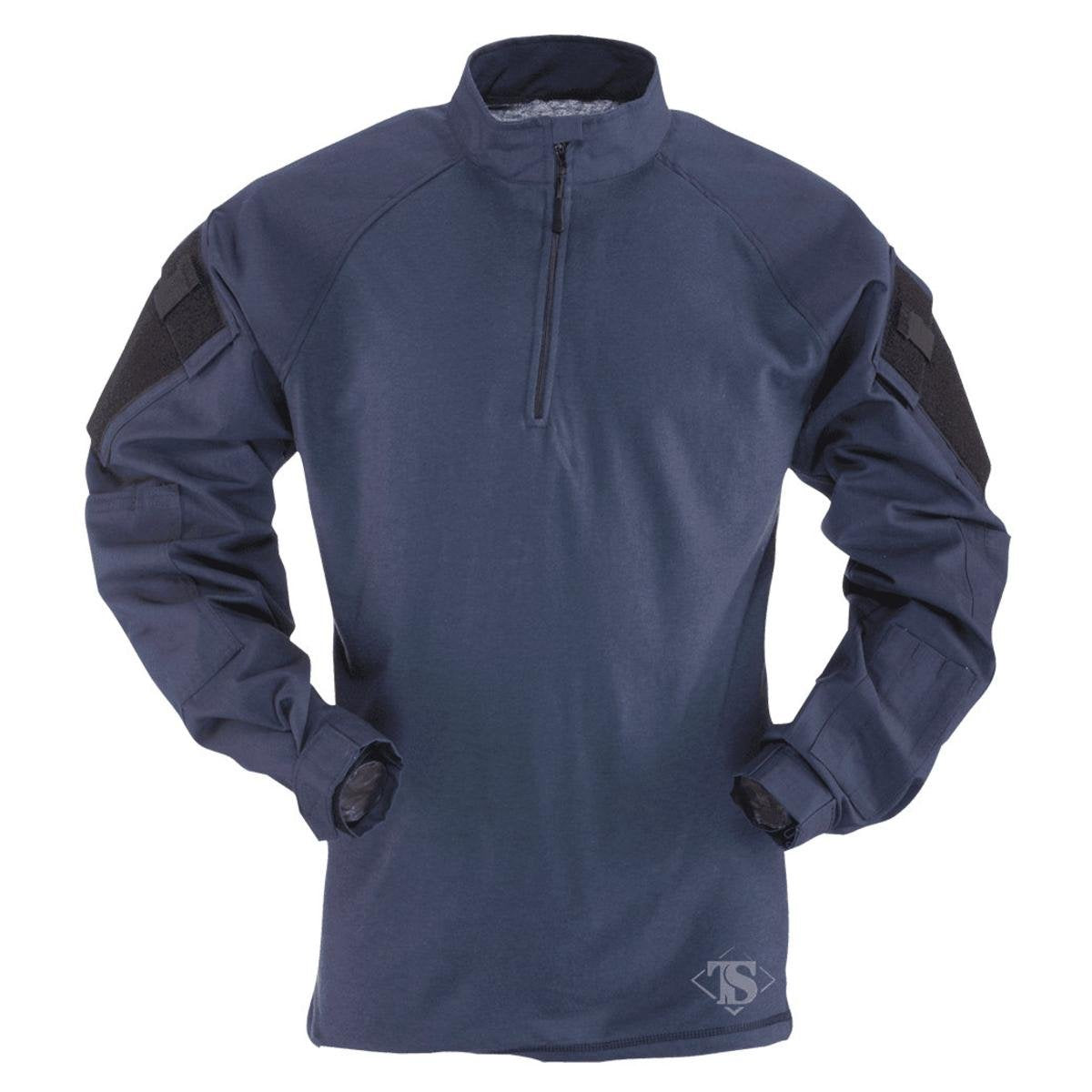 1/4 Zip Combat Shirt, Long Sleeve, Navy , Mens, 50/50 Nyco, Ll