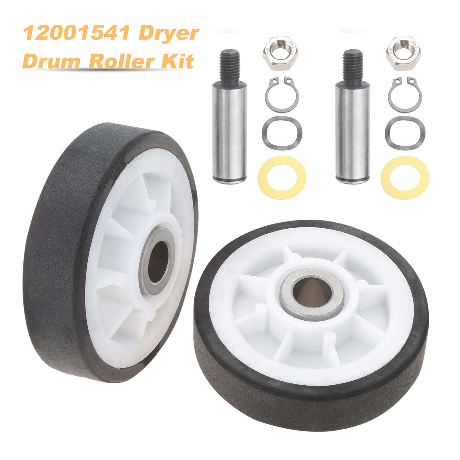 12001541 Dryer Drum Roller Kit, 306508 Drum Bearing Kit, WP6-3700340 Dryer Idler Pulley & WP33002535 Drum Belt, Replacement for