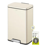 EKO Madison Vanilla Stainless Steel 50 Liter/13.2 Gallon Step Trash Can with Inner Liner - Fingerprint Resistant Finish