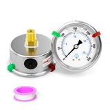 BOGERDACK 0-300psi Stainless Steel Glycerin Liquid Filled Pressure Gauge 1/4 NPT 2.5 Face Dial Center Back Mount, for Water, Oil