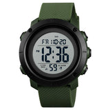 Skmei Multi-Functional Sports Watch For Men Digital Display White Dial Abs::Stainless Steel Men'S Pu Army Green Color Stylish Ba