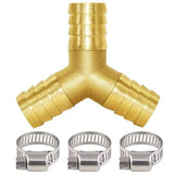 Joywayus 5/8 Hose Barb Y Shaped 3 Way Union Fitting Intersection/Split Brass Water/Fuel/Air