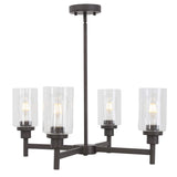 VINLUZ 4 Light Pendant Chandelier Modern Metal Lighting Oil Rubbed Bronze Industrial Ceiling Lighting Fixture for Dining Room Ki